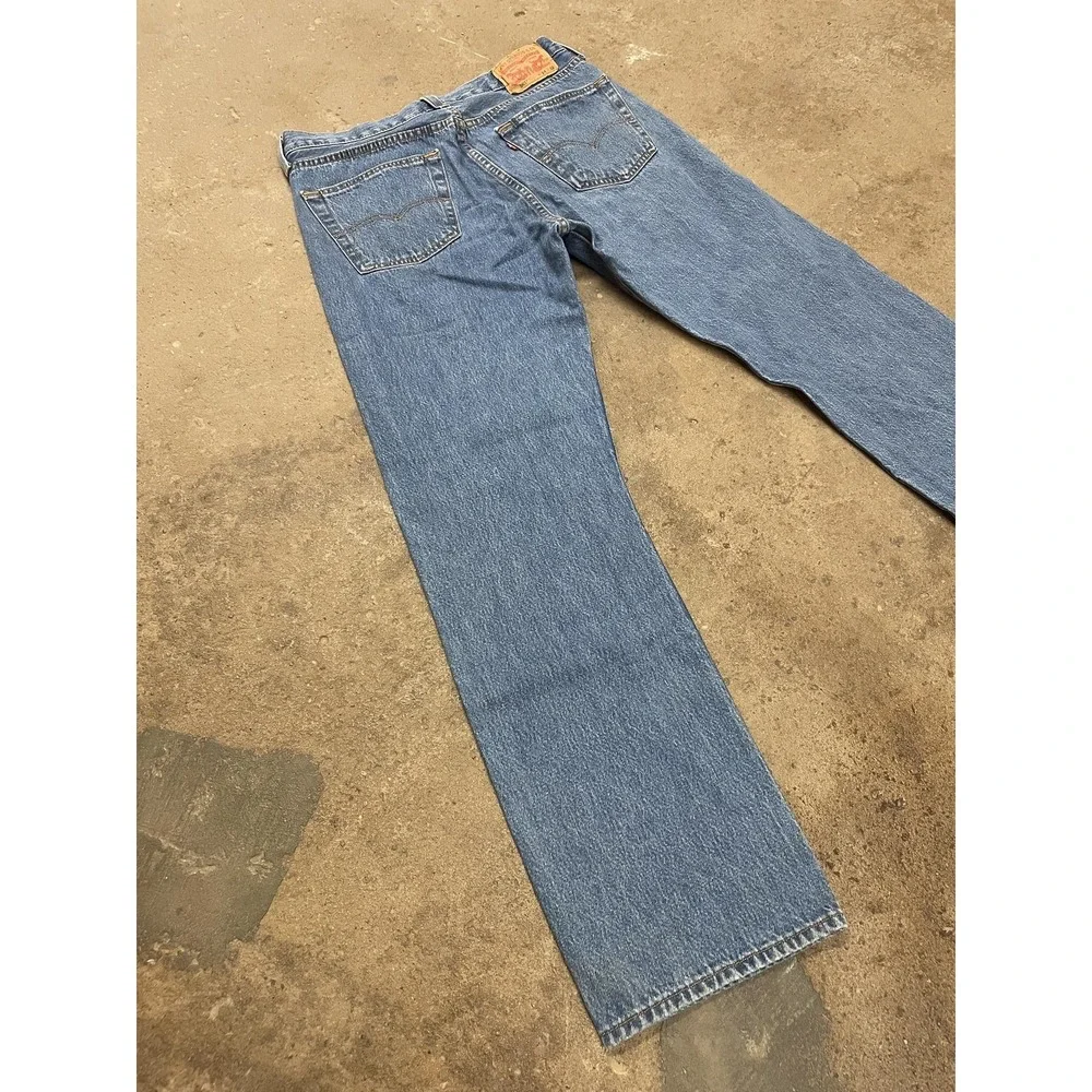 Levis 501 Jeans‎ Mens 34x31 Medium Blue Denim Regular Straight Leg Button Fly